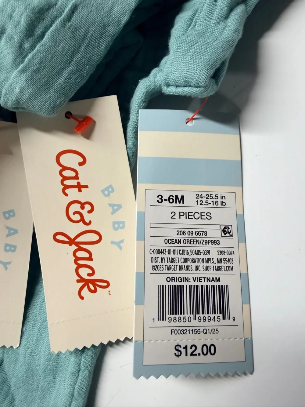 Cat & Jack Seafoam Top and Navy Blue Shorts Baby Set